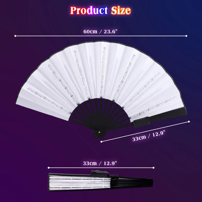 Rechargeable Glow Folding Fan,Led Fan Dancing Light Fans,Foldable Hand Fan,for Music Festival Dj Bar Club Neon Party Rave Night