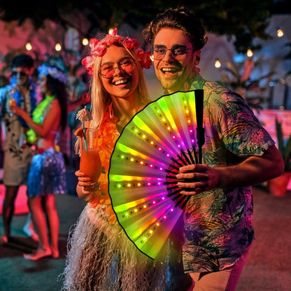 Rechargeable Glow Folding Fan,Led Fan Dancing Light Fans,Foldable Hand Fan,for Music Festival Dj Bar Club Neon Party Rave Night